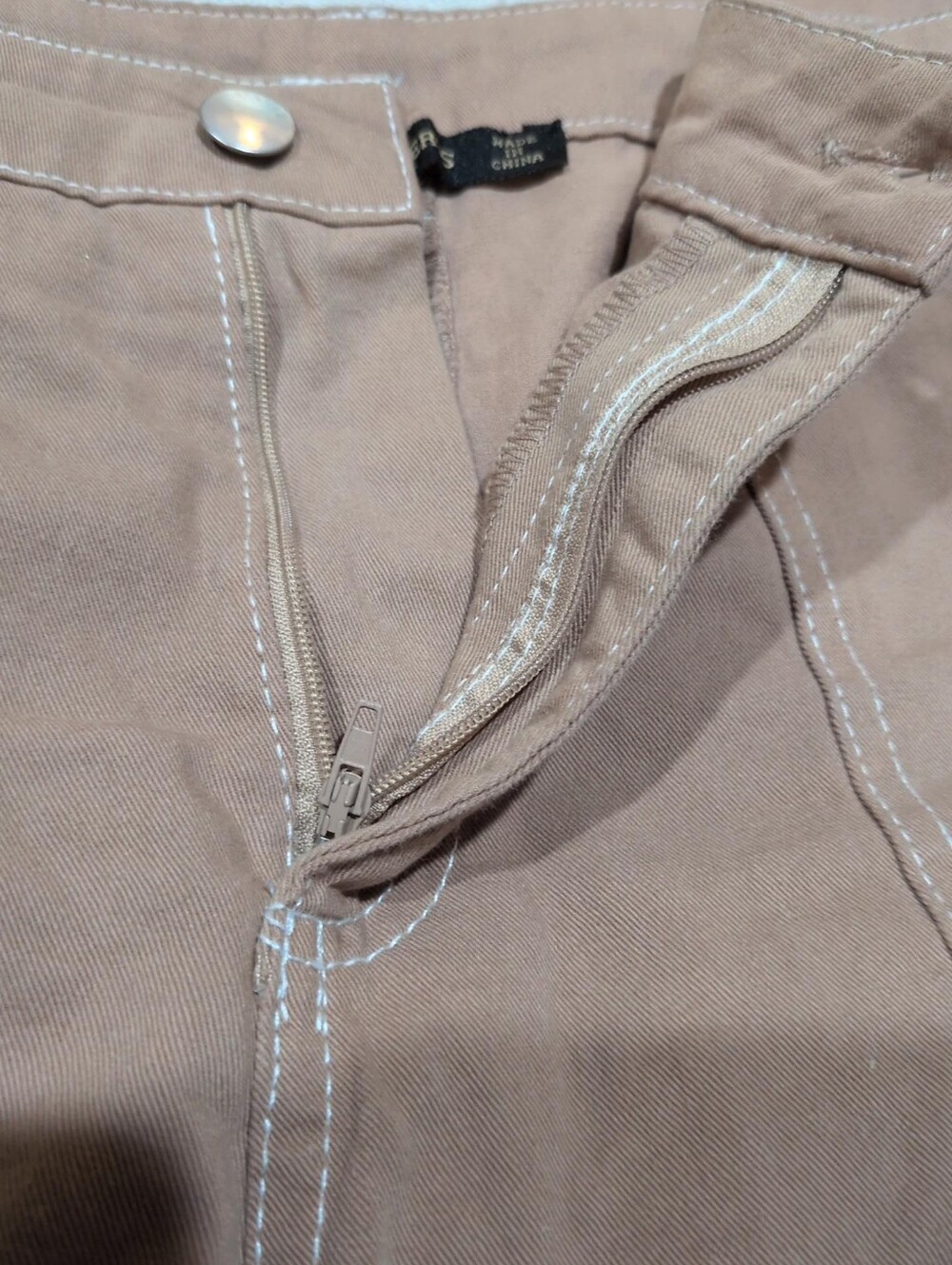Women’s 100% Cotton Brown Cargo Pants Utility Straight Leg - Picture 4 of 7